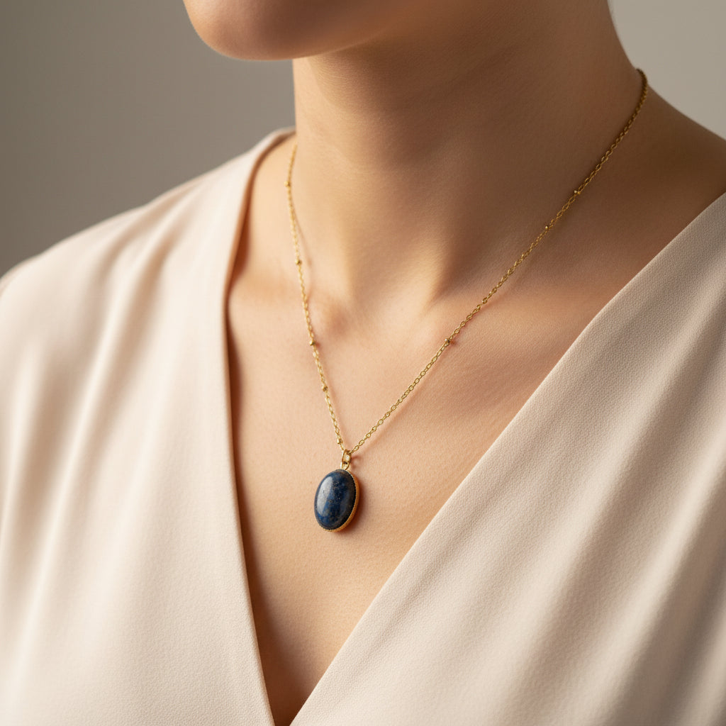 Lapis Lazuli Charm Neckkace - Yalda Concept Store Persan