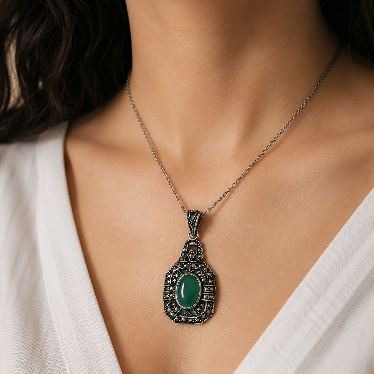 Green Onyx Pendant - Yalda Concept Store Persan