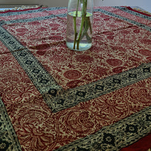 Load image into Gallery viewer, Red Ghalamkar, Handmade Tablecloth 100x100 cm
