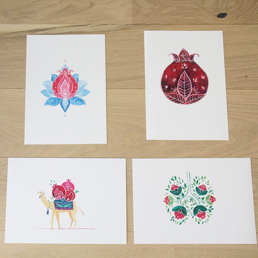 4 Illustrations of Pomegranate - Yalda Concept Store Persan