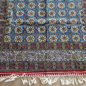 Handmade Tablecloth, Blue Motifs Ghalamkar 200x150 cm