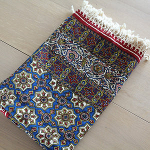 Handmade Tablecloth, Blue Motifs Ghalamkar 200x150 cm