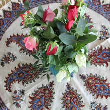 Load image into Gallery viewer, Round Red Ghalamkar, Handmade Tablecloth 100x100 cm
