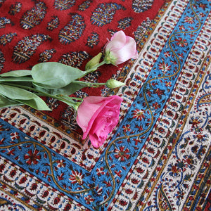 Red Ghalamkar Tablecloth 100x100 cm