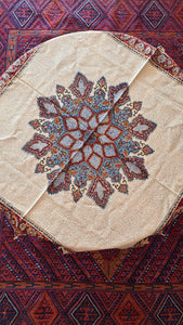 Red Ghalamkar, Handmade Tablecloth100x100 cm