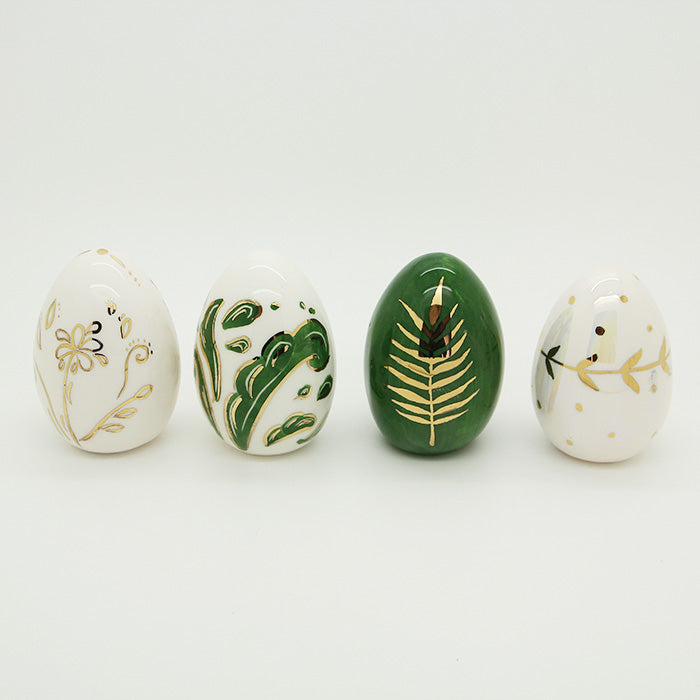 Set of 4 Handmade Ceramic Eggs, Sabz