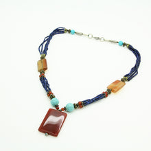 Load image into Gallery viewer, Lapis Lazuli and Agat Afghan Vintage Necklace
