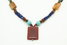 Load image into Gallery viewer, Lapis Lazuli and Agat Afghan Vintage Necklace
