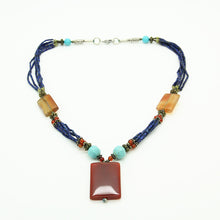 Load image into Gallery viewer, Lapis Lazuli and Agat Afghan Vintage Necklace
