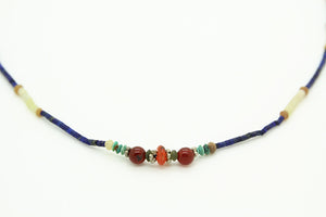 Lapis Lazuli and Agat Afghan Vintage Necklace