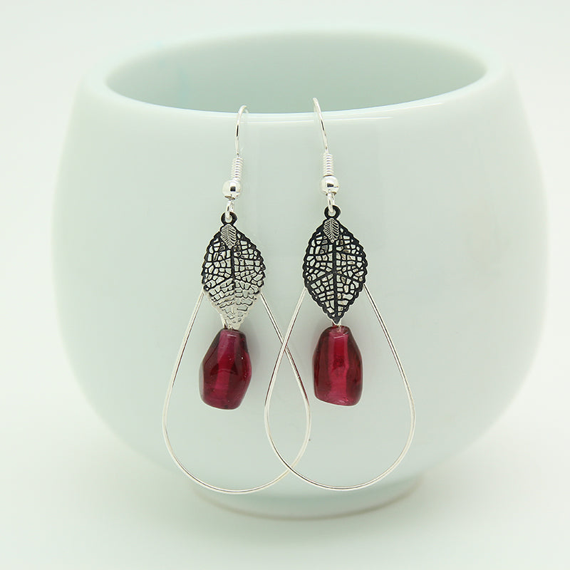 Pomegranate Earrings ,Drop & Glass Seeds