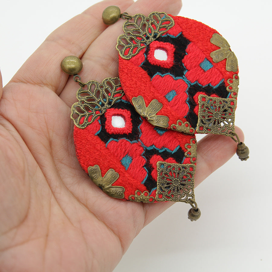 Handmade Embroidered Earrings, Persian jewelry, Persian earrings