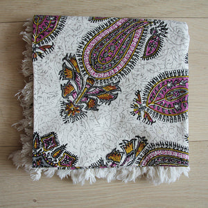 Pink Ghalamkar, Handmade Tablecloth 80x80 cm