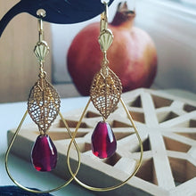 Load image into Gallery viewer, Pomegranate Earrings, Drop &amp;  Glass Seeds
