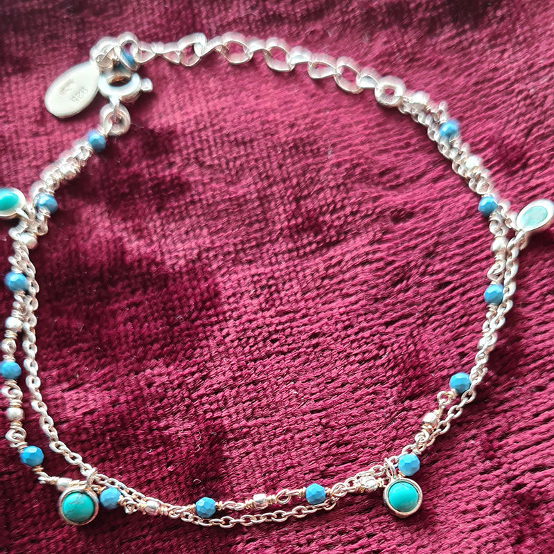 Sterling Silver 925 and Turquoise Stones Bracelet