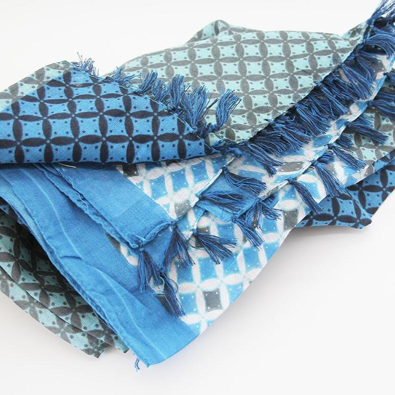 Anoush 100% Cotton Blue Scarf - Yalda Concept Store Persan