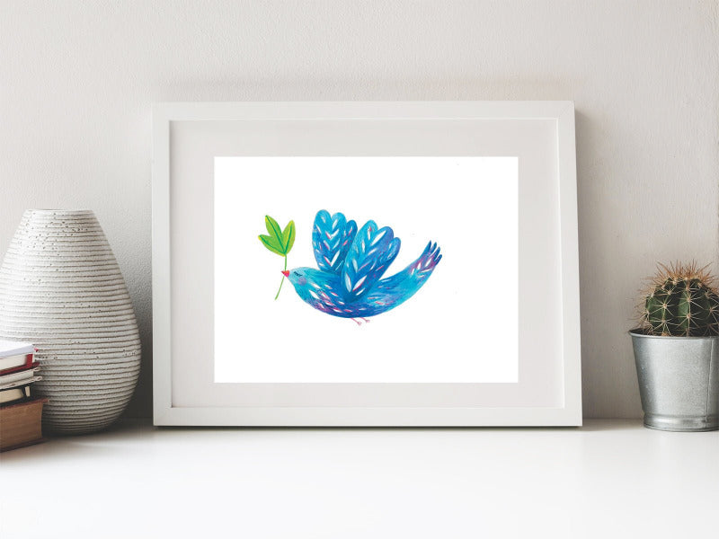 Blue Bird, Illustration by Roshanak Ostad - Yalda Concept Store Persan