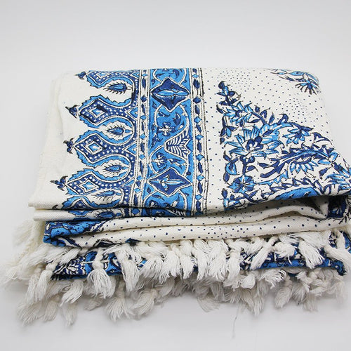 Blue Ghalamkar, Handmade Tablecloth 100x150 cm - Yalda Concept Store Persan