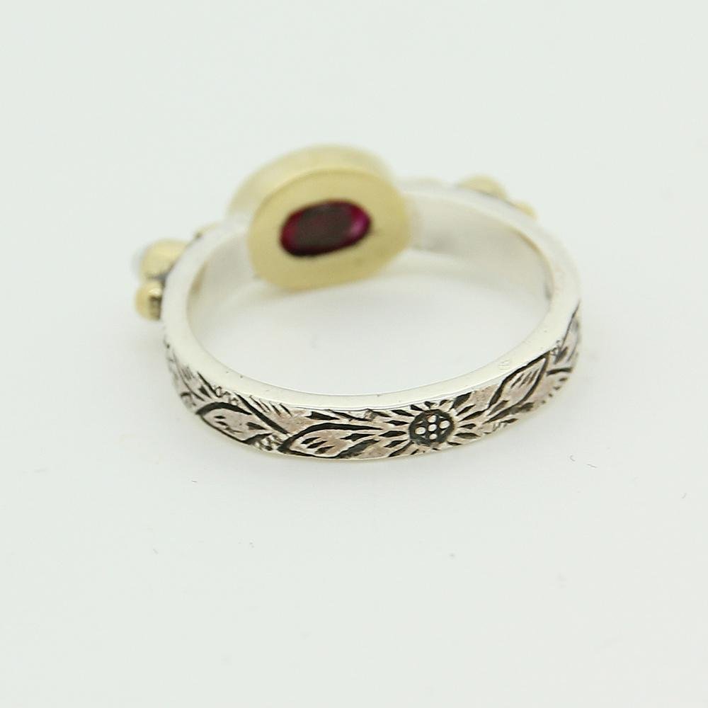 Bohème Silver Ring with Red Silimanite - Yalda Concept Store Persan