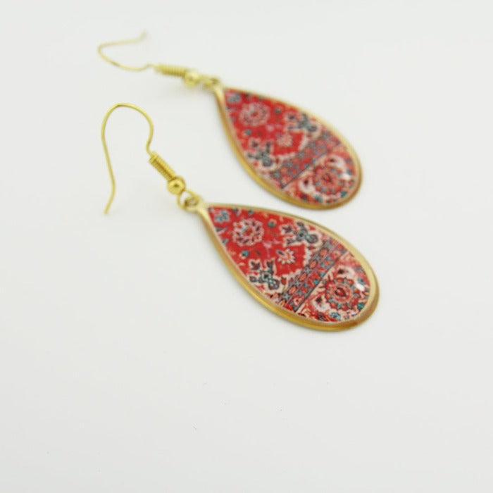 Delicate Patterns Earrings, Red Drops - Yalda Concept Store Persan