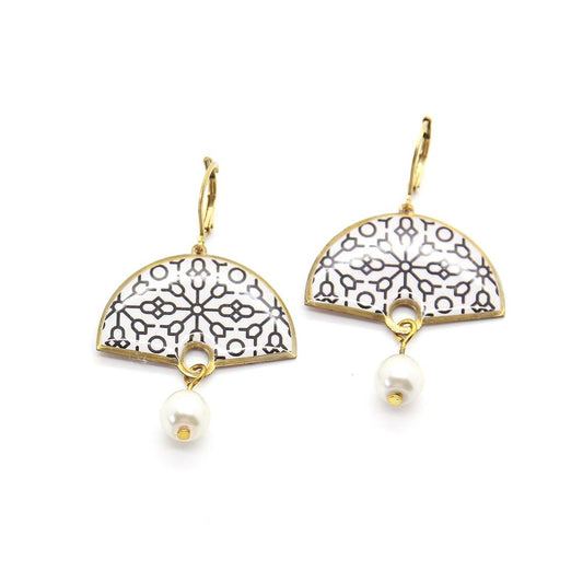 Delicate Patterns Earrings, Rose Flowers - Yalda Concept Store Persan, Yalda earrings, bijoux persan, persian earrings, Qajar motifs, Qajar ejwelry
