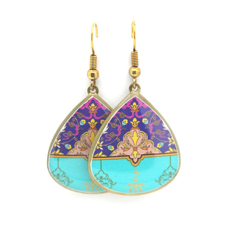 Delicate Patterns Earrings, Turquoise Drops - Yalda Concept Store Persan