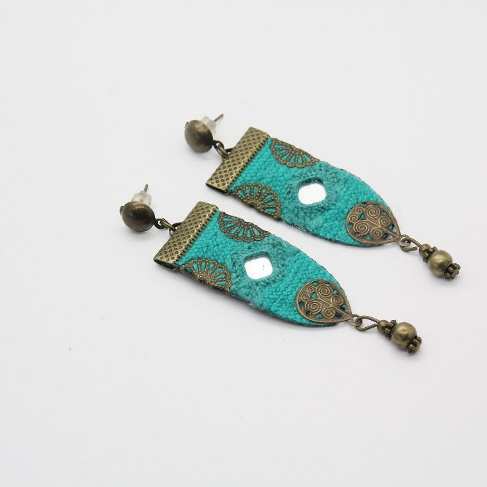 Fine Embroidered Earrings, Blue Earrings - Yalda Concept Store Persan