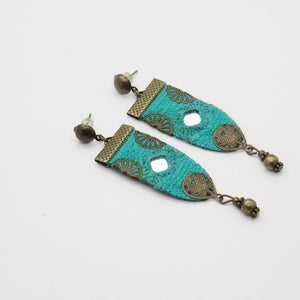 Fine Embroidered Earrings, Blue Earrings - Yalda Concept Store Persan
