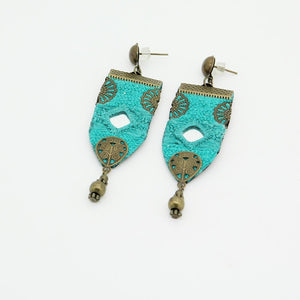 Handmade Embroidered Earrings, Blue Earrings - Yalda Concept Store Persan