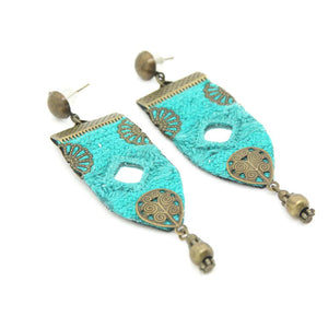 Handmade Embroidered Earrings, Blue Earrings - Yalda Concept Store Persan
