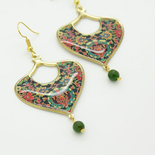 Khatoon Green Drop Earrings - Yalda Concept Store Persan