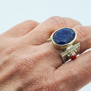 Lapis Lazuli Stone, Sterling Silver Ring - Yalda Concept Store Persan