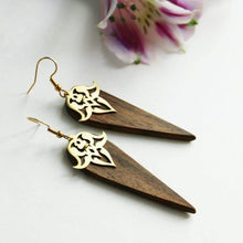 Load image into Gallery viewer, Mahoon Wood &amp; Brass Earrings, Spike-Shaped - Yalda Concept Store Persan
