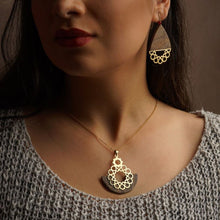 Load image into Gallery viewer, Mahoon Wood &amp; Brass Set, Earrings &amp; Necklace - Yalda Concept Store Persan
