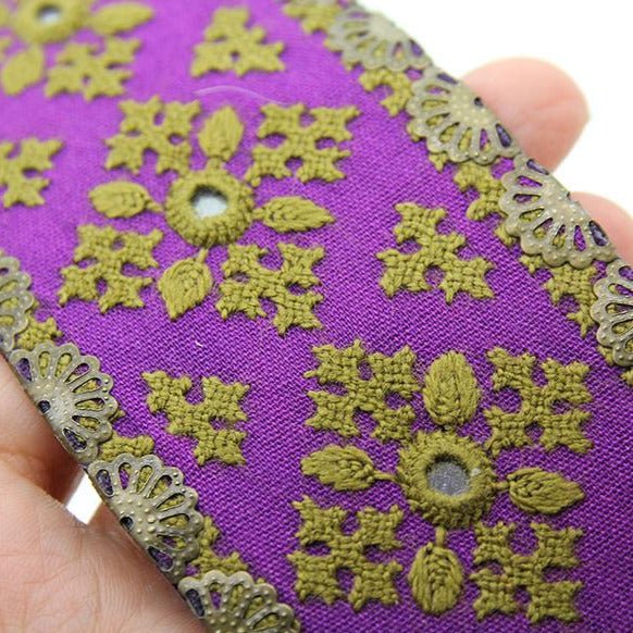 "Mumtoz" Embroidered Bracelet, Purple and Orange - Yalda Concept Store Persan