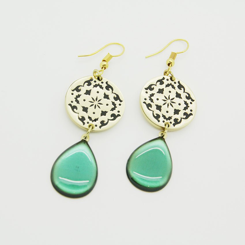 Oriental Green Drops Earrings - Yalda Concept Store Persan