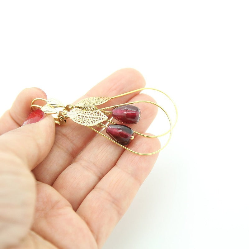 Pomegranate Earrings,Drop & Glass Seeds - Yalda Concept Store Persan