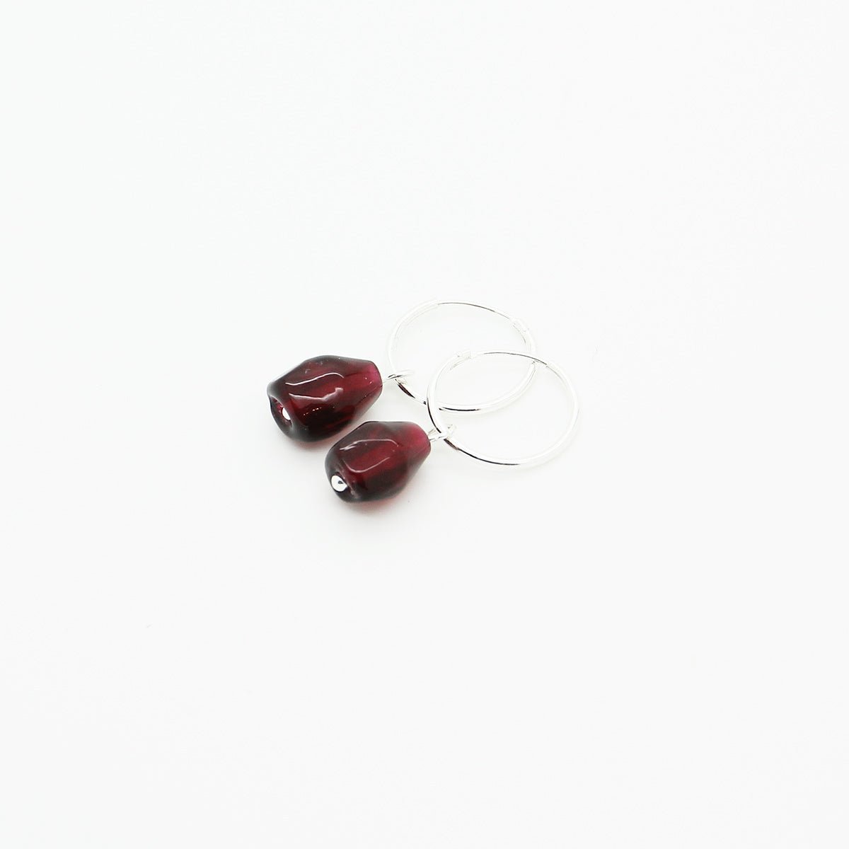 Pomegranate Hoop Earrings, Single Glass Seeds - Yalda Concept Store Persan