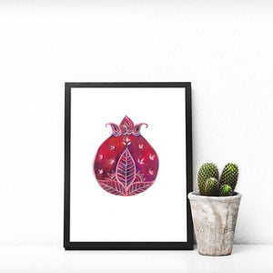 Pomegranate Illustration, Pomegranate Wall art, Pomegranate Art Print