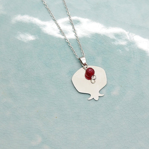 Pomegranate Necklace with a Little Jade Stone - Yalda Concept Store Persan