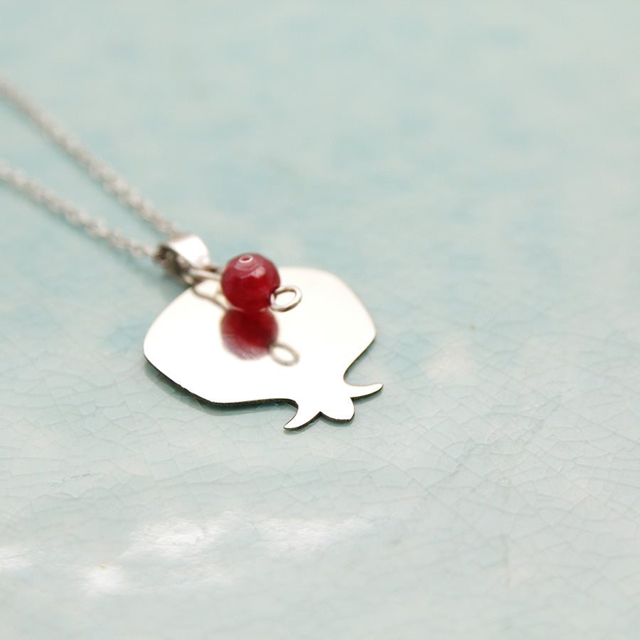 Pomegranate Necklace with a Little Jade Stone - Yalda Concept Store Persan