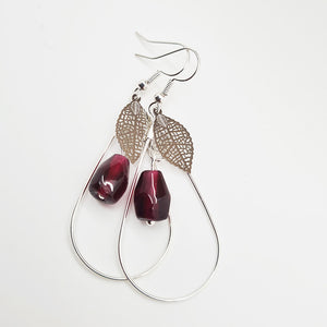 Pomegranate Earrings ,Drop & Glass Seeds