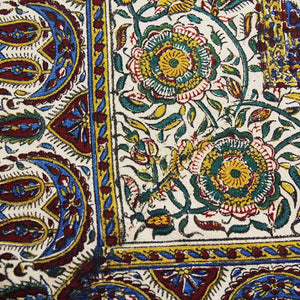 Red Ghalamkar, Handmade Tablecloth100x100 cm - Yalda Concept Store Persan