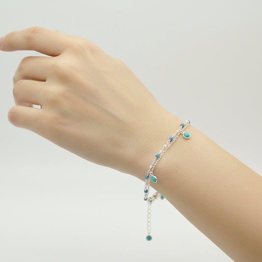 Sterling Silver 925 and Turquoise Stones Bracelet - Yalda Concept Store Persan