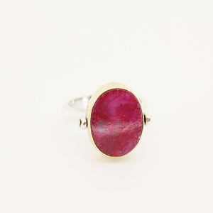 Two Sides Silver Ring with Red & Green Silimanite - Yalda Concept Store Persan