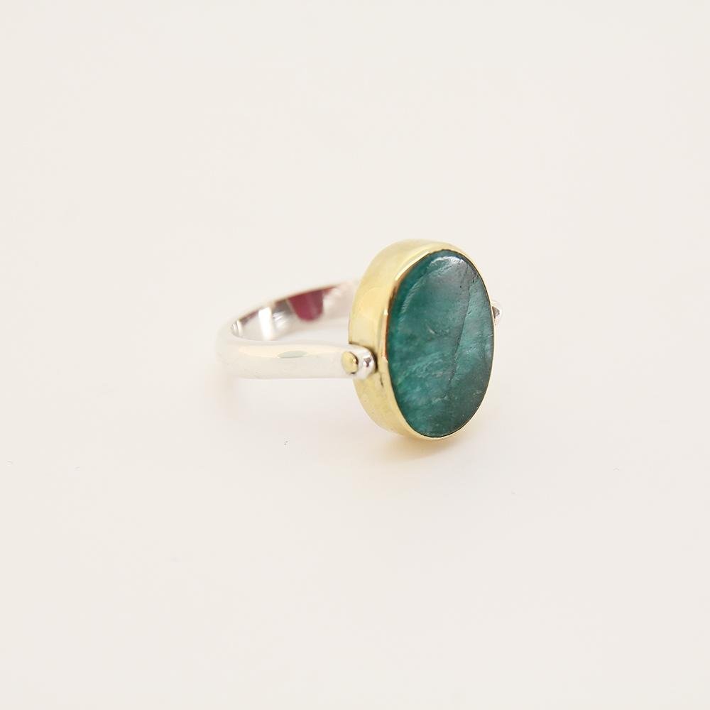 Two Sides Silver Ring with Red & Green Silimanite - Yalda Concept Store Persan
